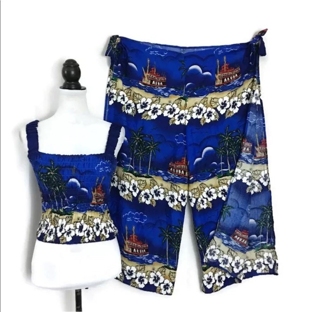 2PC Set Top/Pants Cruise Resort Hawaiian Outfit